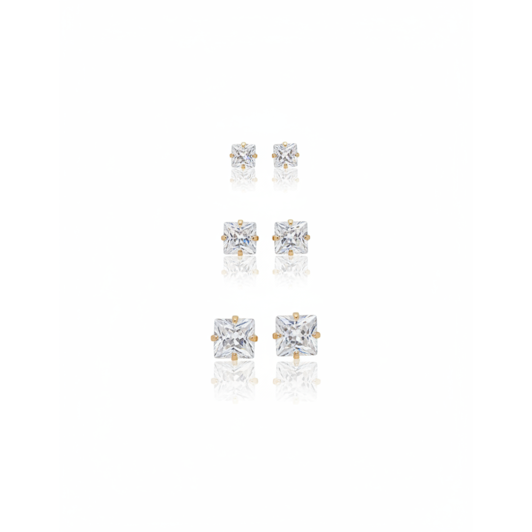 Brinco quadrado fixo 5mm zirconia M Brinco quadrado fixo 5mm zirconia M